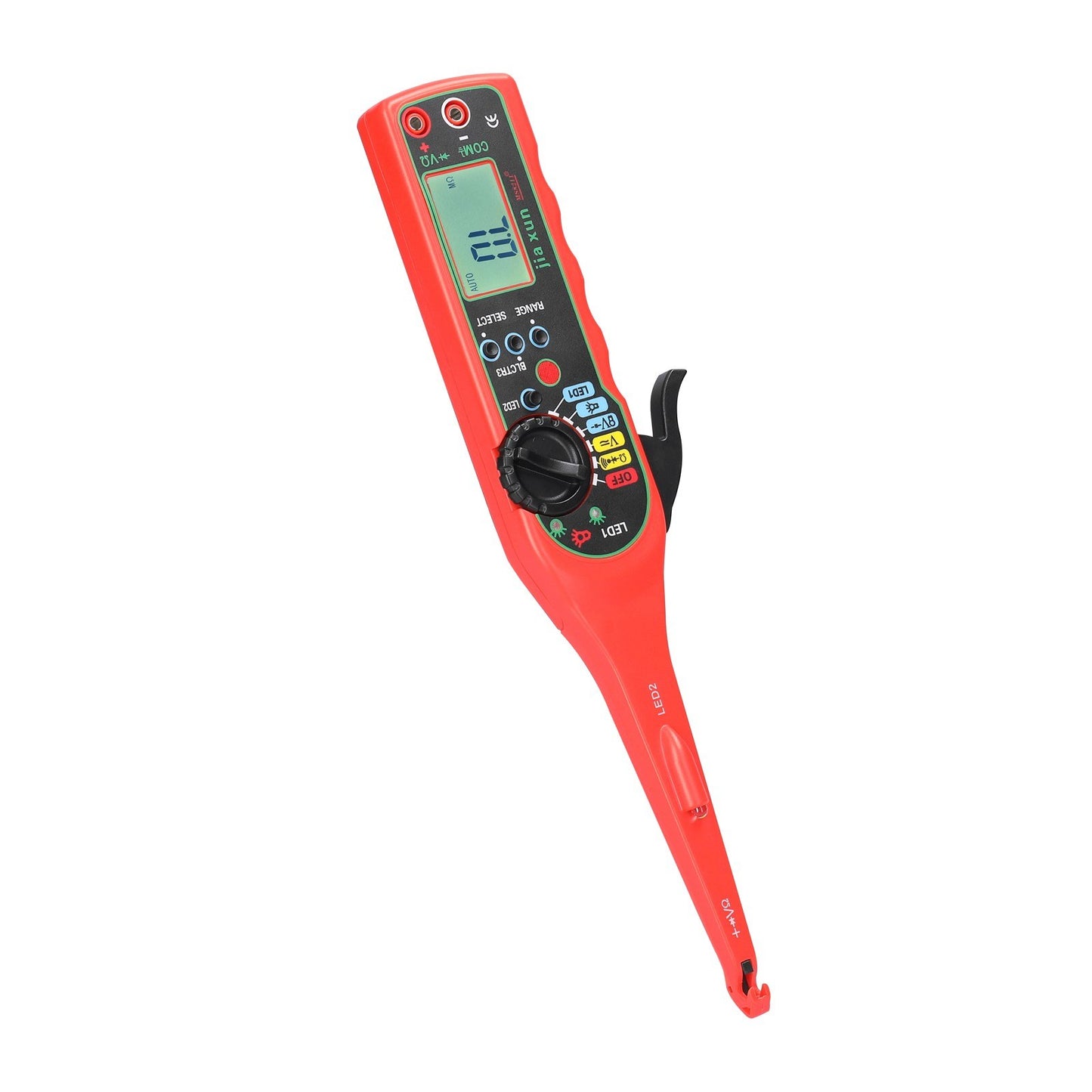 Portable Car Auto Circuit Tester Handheld Intelligent Multimeter with LED Lamp Auto Repairs Multimeter Automatic Ranges 24V Resistance Voltage Diode Continuity Testing Tool - Red