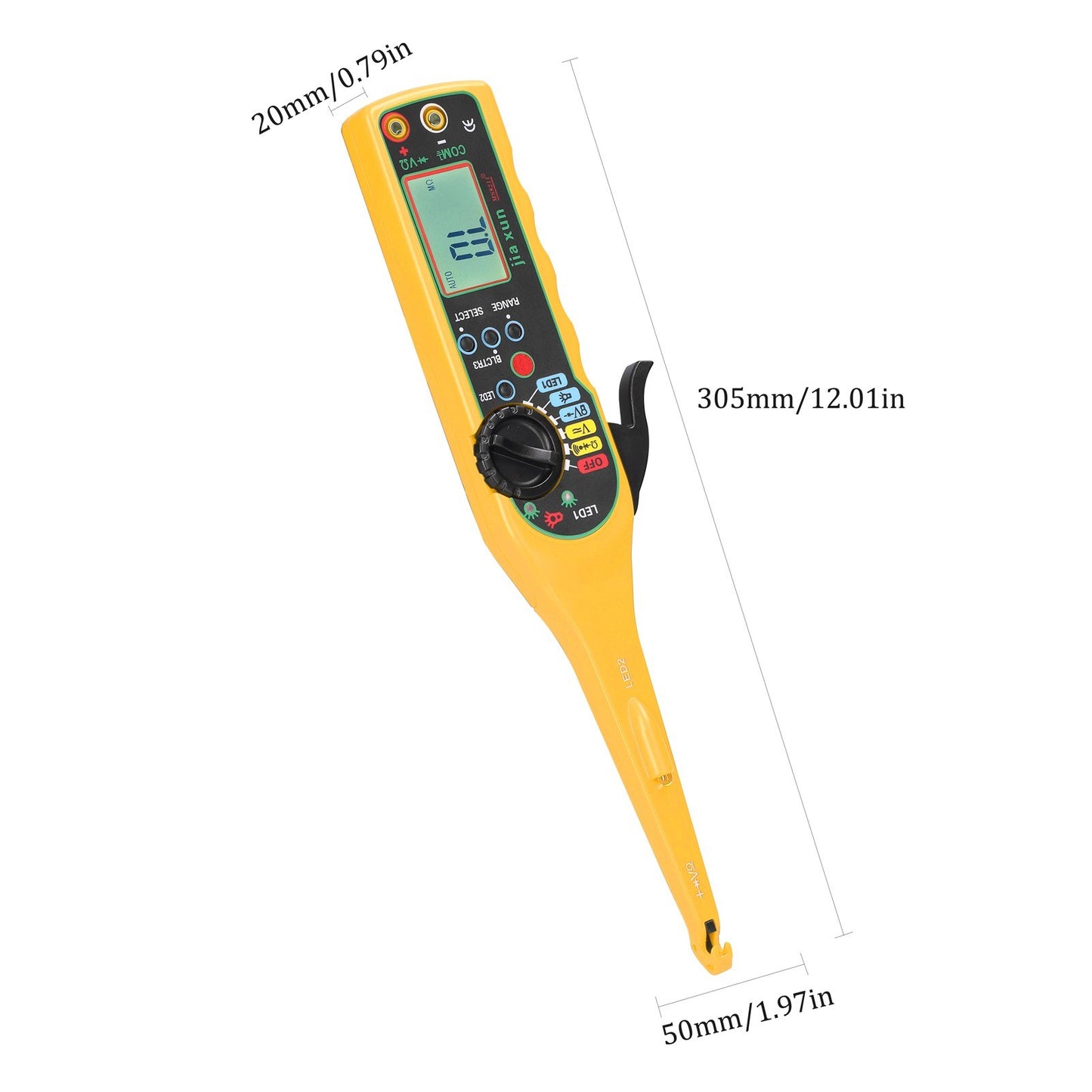 Portable Car Auto Circuit Tester Handheld Intelligent Multimeter with LED Lamp Auto Repairs Multimeter Automatic Ranges 24V Resistance Voltage Diode Continuity Testing Tool - Yellow