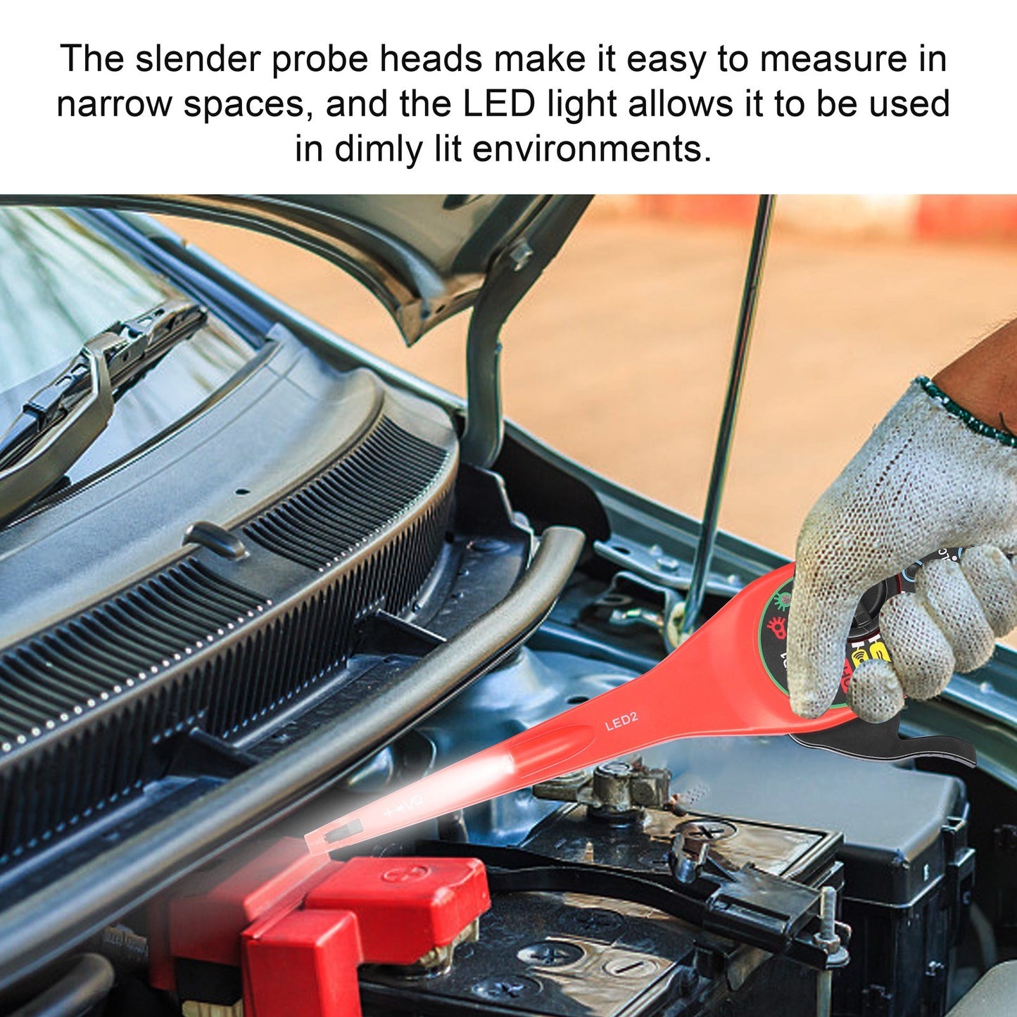 Portable Car Auto Circuit Tester Handheld Intelligent Multimeter with LED Lamp Auto Repairs Multimeter Automatic Ranges 24V Resistance Voltage Diode Continuity Testing Tool - Yellow