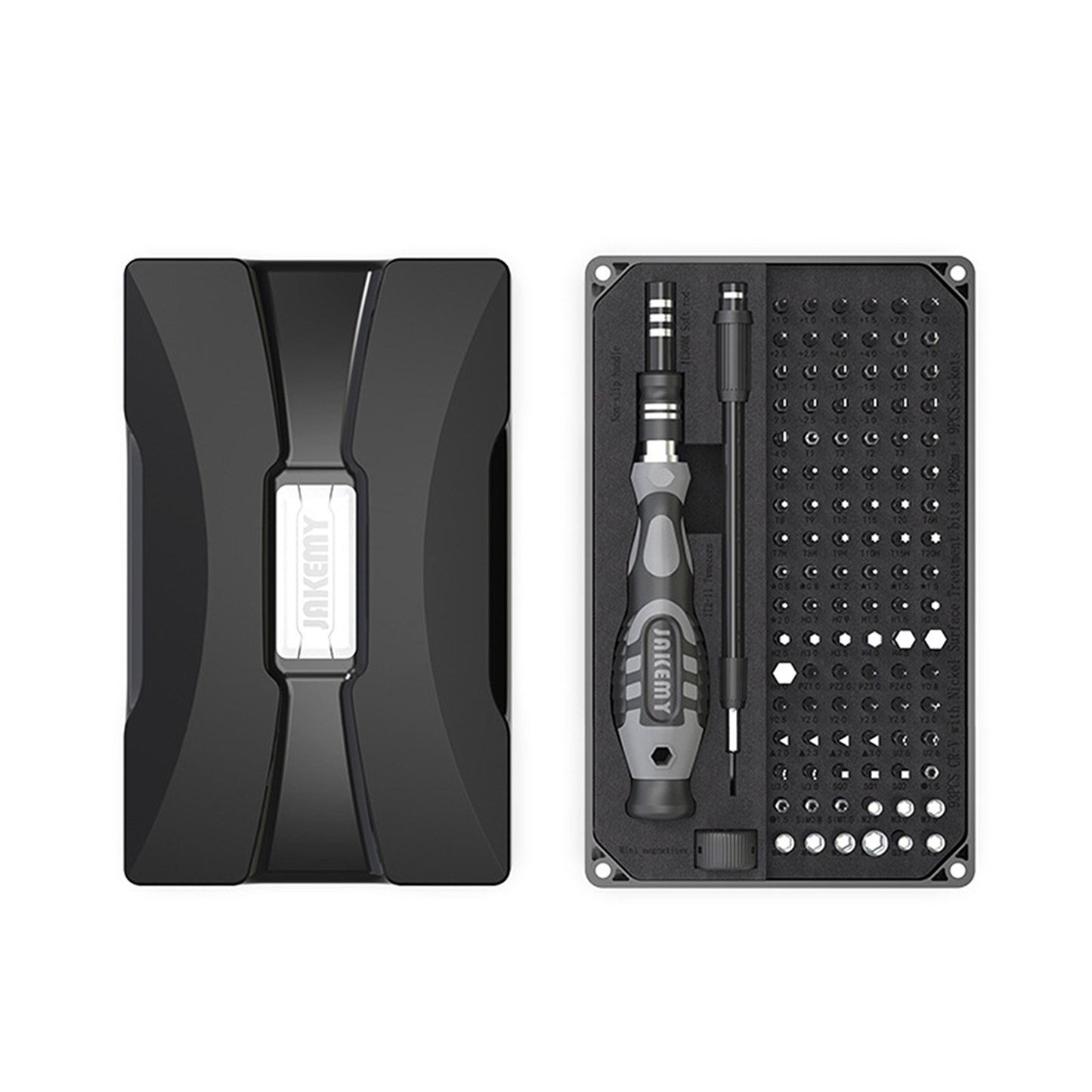 JAKEMY 106Pcs High Precision Screwdriver Bits Socket Set Multifunctional Drive Socket Set with 4x28mm Bits CR-V Alloy Steel Slotted Torx Star Hexagon Bits Kit with Extension Soft Rod Tweezers for Home