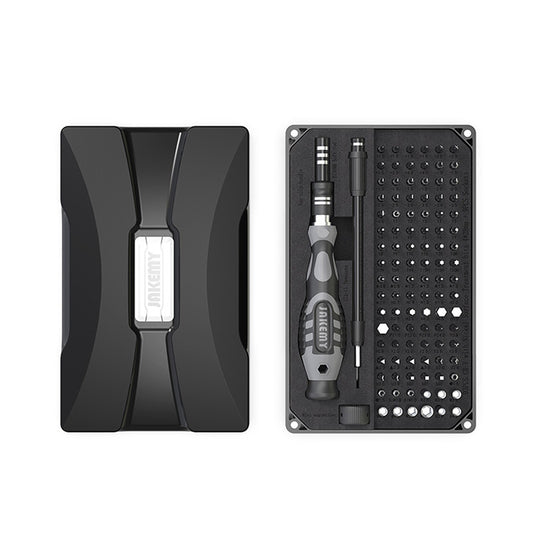 JAKEMY 106Pcs High Precision Screwdriver Bits Socket Set Multifunctional Drive Socket Set with 4x28mm Bits CR-V Alloy Steel Slotted Torx Star Hexagon Bits Kit with Extension Soft Rod Tweezers for Home