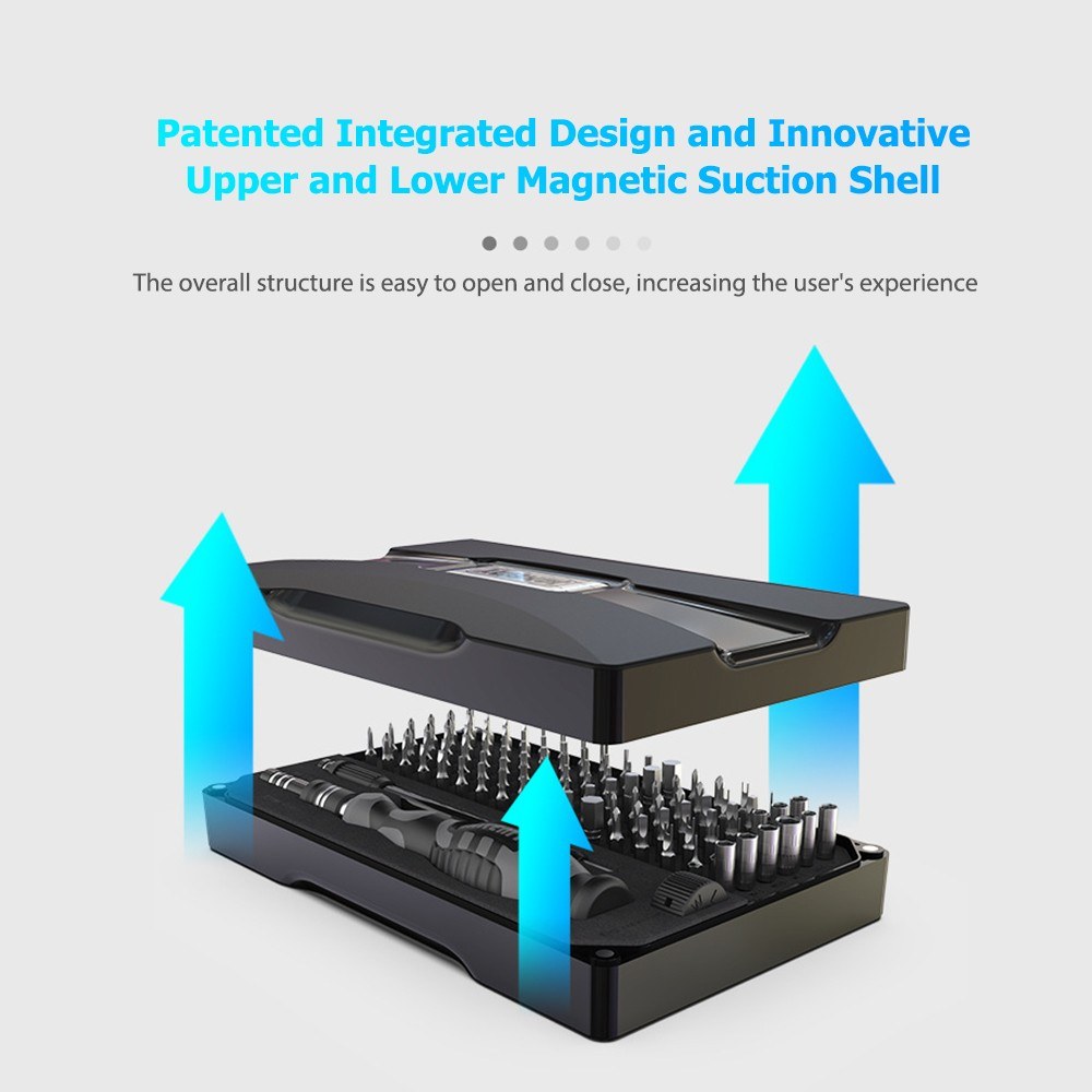 JAKEMY 106Pcs High Precision Screwdriver Bits Socket Set Multifunctional Drive Socket Set with 4x28mm Bits CR-V Alloy Steel Slotted Torx Star Hexagon Bits Kit with Extension Soft Rod Tweezers for Home