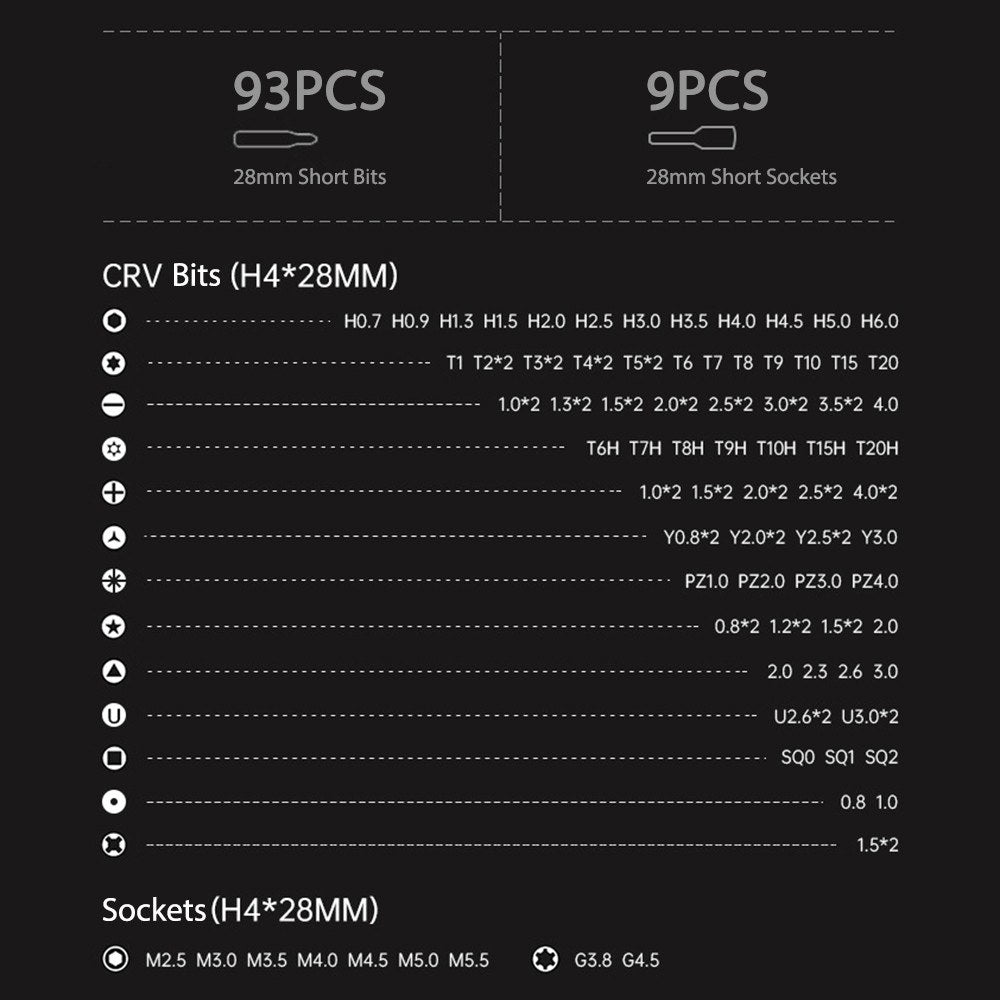 JAKEMY 106Pcs High Precision Screwdriver Bits Socket Set Multifunctional Drive Socket Set with 4x28mm Bits CR-V Alloy Steel Slotted Torx Star Hexagon Bits Kit with Extension Soft Rod Tweezers for Home
