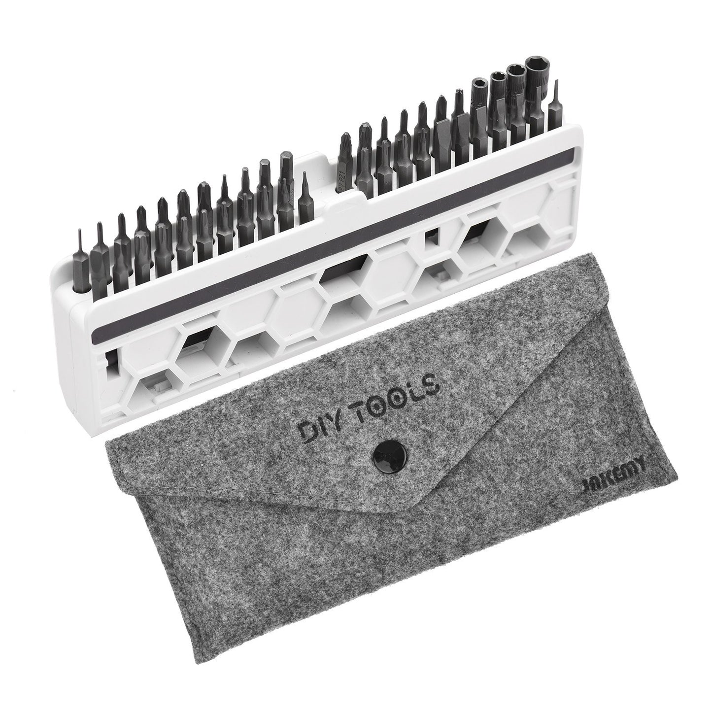 JAKEMY 46Pcs High Precision Screwdriver Bits Socket Set Multifunctional Drive Socket Set with H4x28mm Bits CR-V Alloy Steel Slotted Torx Star Hexagon Bits with Storage Bag for Home