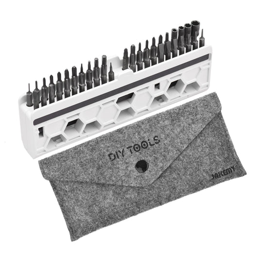 JAKEMY 46Pcs High Precision Screwdriver Bits Socket Set Multifunctional Drive Socket Set with H4x28mm Bits CR-V Alloy Steel Slotted Torx Star Hexagon Bits with Storage Bag for Home