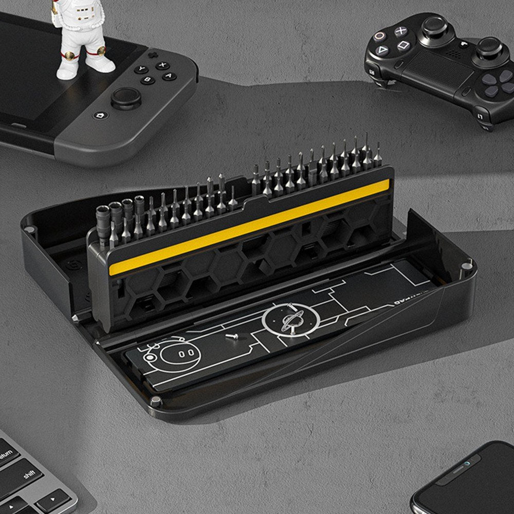 JAKEMY 47Pcs / Set Multifunctional Screwdriver Bits Socket Set High Precision Drive Socket Set H4x28mm Bits CR-V Alloy Steel Bits Kit with Magnetic Soft Pad for Home - Black