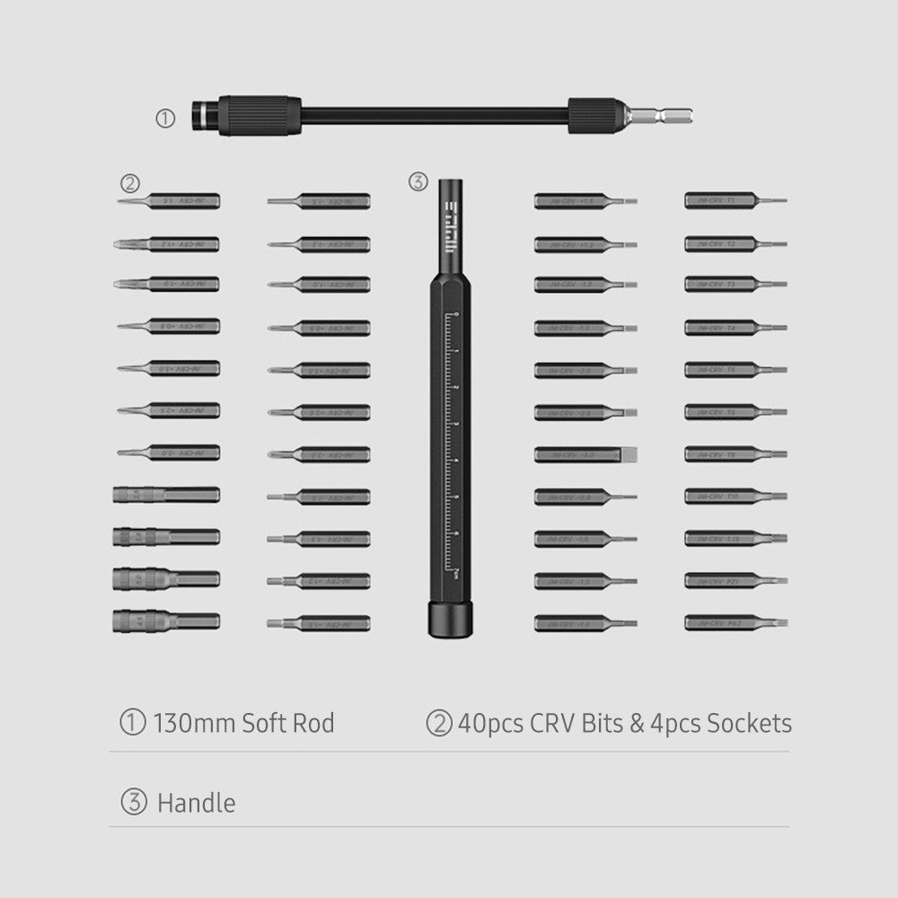 JAKEMY 47Pcs / Set Multifunctional Screwdriver Bits Socket Set High Precision Drive Socket Set H4x28mm Bits CR-V Alloy Steel Bits Kit with Magnetic Soft Pad for Home - White