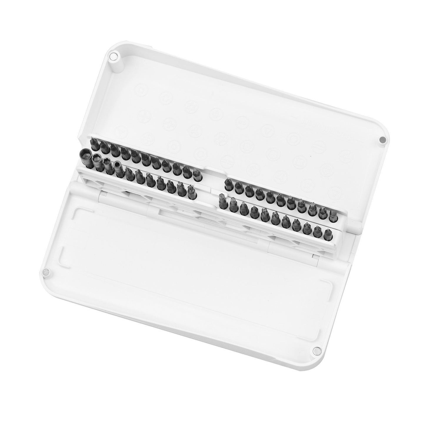 JAKEMY 47Pcs / Set Multifunctional Screwdriver Bits Socket Set High Precision Drive Socket Set H4x28mm Bits CR-V Alloy Steel Bits Kit with Magnetic Soft Pad for Home - White