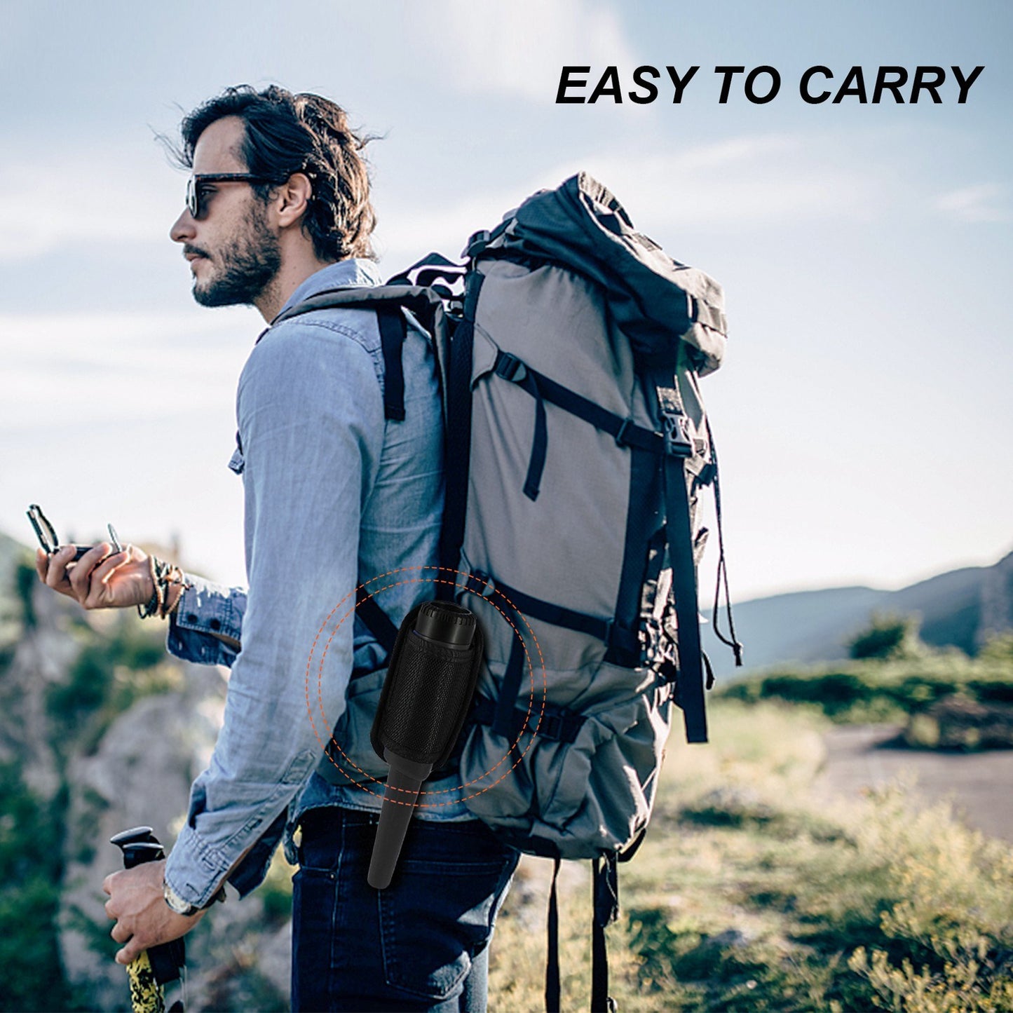 Portable Handheld Metal Pin Pointer GP-Pointers Rod Detector Underground Wiring Detector 360-Degree Search Gold Finder Bolt Finder with Spring Buckle/Wrist Guard/Waterproof Bag/Battery - Black