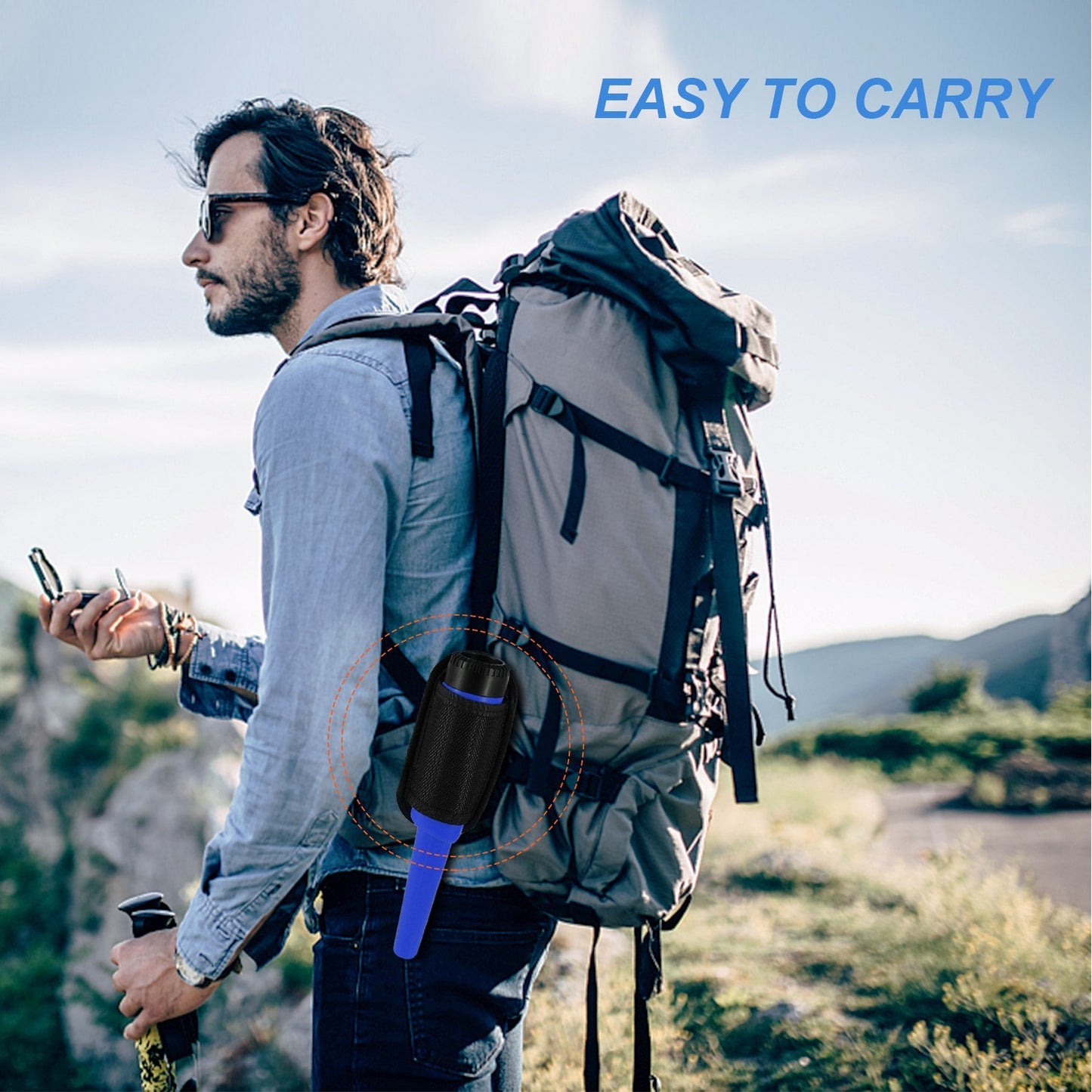 Portable Handheld Metal Pin Pointer GP-Pointers Rod Detector Underground Wiring Detector 360-Degree Search Gold Finder Bolt Finder with Spring Buckle/Wrist Guard/Waterproof Bag/Battery - Blue