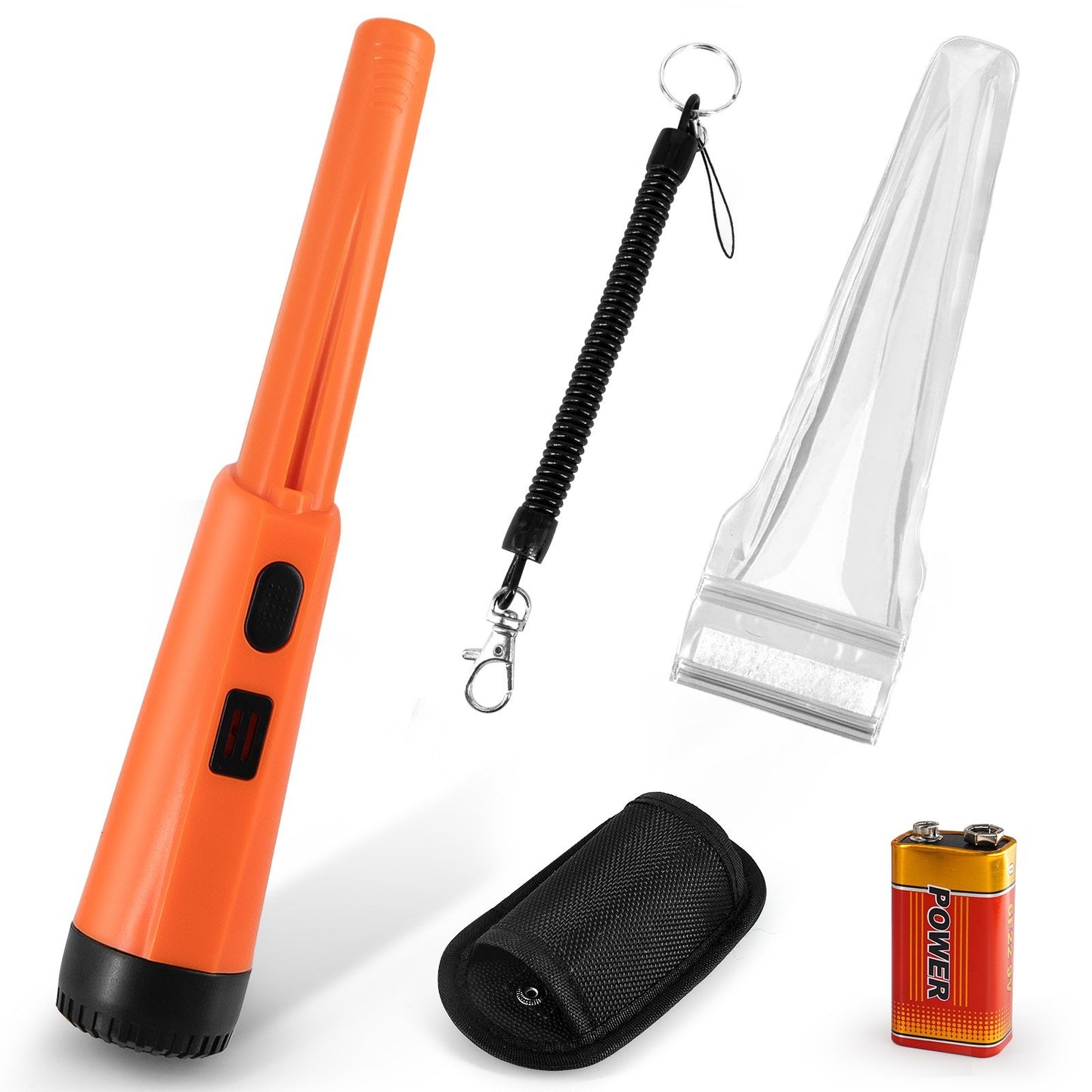Portable Handheld Metal Pin Pointer GP-Pointers Rod Detector Underground Wiring Detector 360-Degree Search Gold Finder Bolt Finder with Spring Buckle/Wrist Guard/Waterproof Bag/Battery - Orange