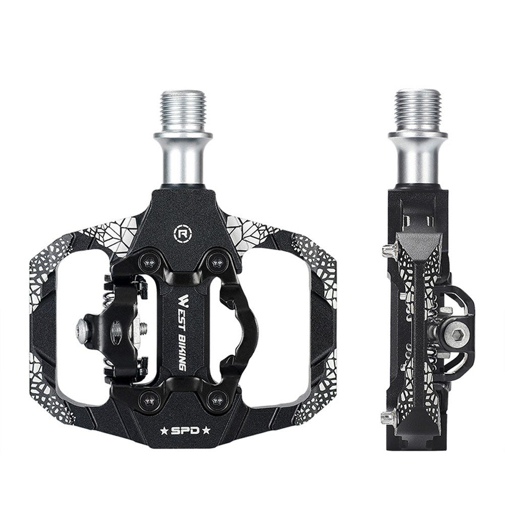 1Pair Metal MTB Bike Pedals Dual Platform SPD Clipless Wear-resistant Bicycle Pedals Sealed Bearing for Mountain Road Bikes - Blue