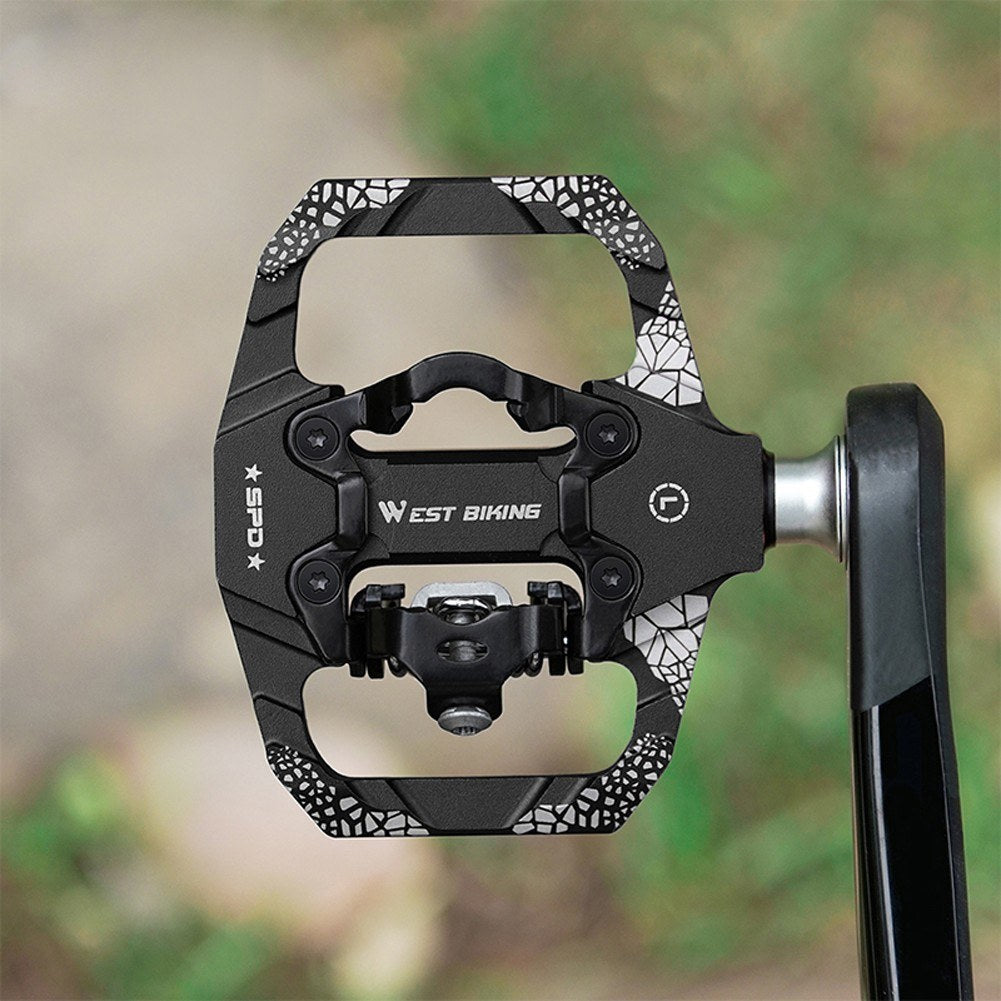 1Pair Metal MTB Bike Pedals Dual Platform SPD Clipless Wear-resistant Bicycle Pedals Sealed Bearing for Mountain Road Bikes - Blue