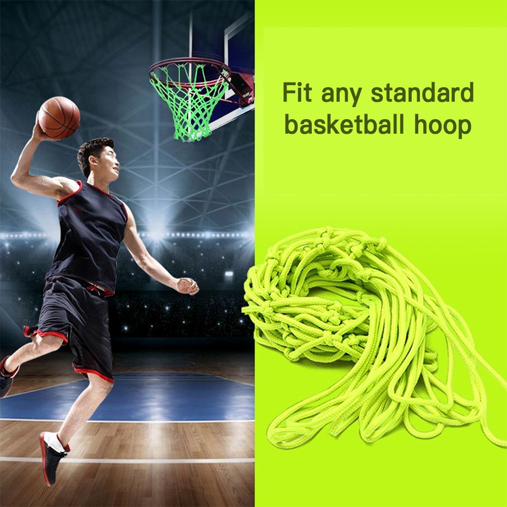Nightlight Basketball Net Luminous Outdoor Portable Sun Powered Sports Nylon Net 12 Loops Standard Size for Indoor Outdoor Rims