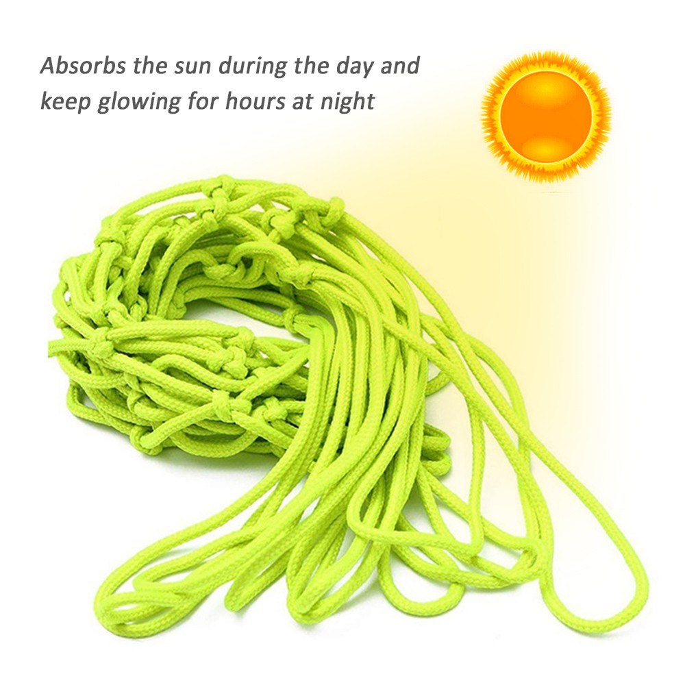 Nightlight Basketball Net Luminous Outdoor Portable Sun Powered Sports Nylon Net 12 Loops Standard Size for Indoor Outdoor Rims