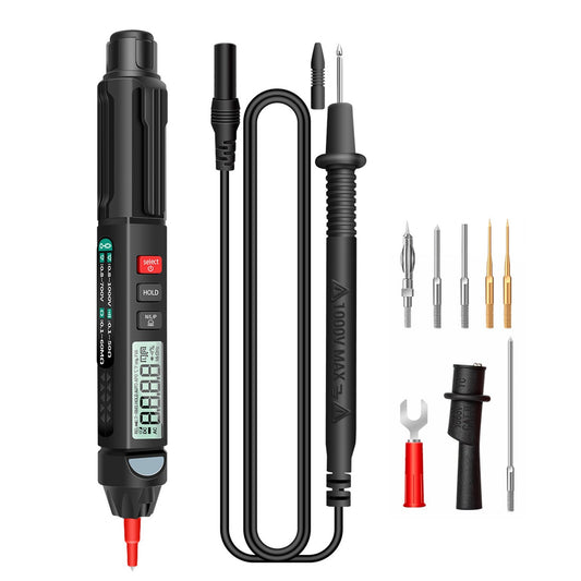 Aneng A3008 Pen Multimeter 6000 Counts Portable Digital Tester with LCD Display Flashlight NCV Auto-off Testing Tool Voltage Current Tester for Factory School Home - Type 1