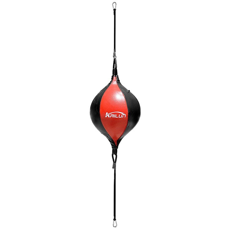 Boxing Ball Speed Punching Bag PU Leather MMA Muay Thai Training Striking Bag with Pump - Black  /  Red