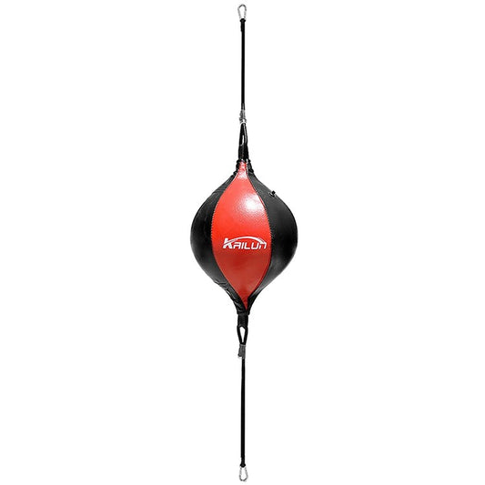 Boxing Ball Speed Punching Bag PU Leather MMA Muay Thai Training Striking Bag with Pump - Black  /  Red