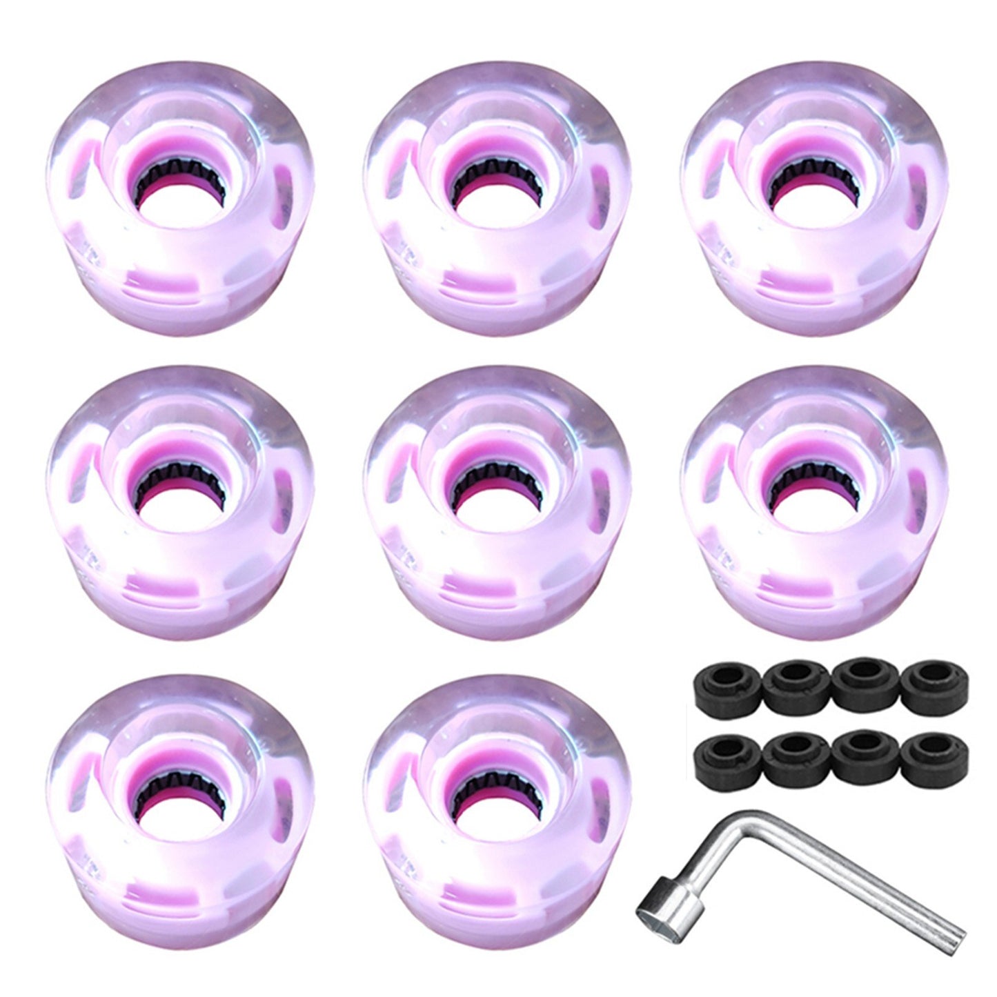 8Pcs Light Up Roller Skate Wheels Luminous Skateboard Wheels  78A PU Cushion Wheels Skateboard, Longboard, Cruiser - Pink