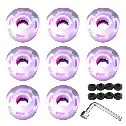 8Pcs Light Up Roller Skate Wheels Luminous Skateboard Wheels  78A PU Cushion Wheels Skateboard, Longboard, Cruiser - Pink