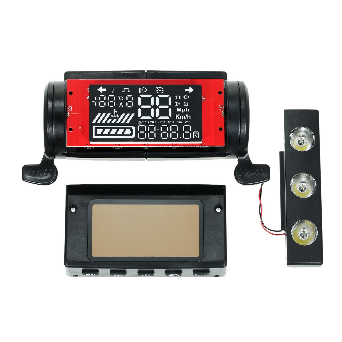 36V 350W Brushless Motor Controller for Kugoo 8in Electric Scooter, Digital Display Panel Cover Headlight Set