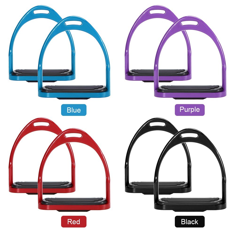 1 Pair Horse Stirrups Aluminum Safety Horse Riding Stirrup Non-Slip Equestrian Stirrups for Saddle - Black