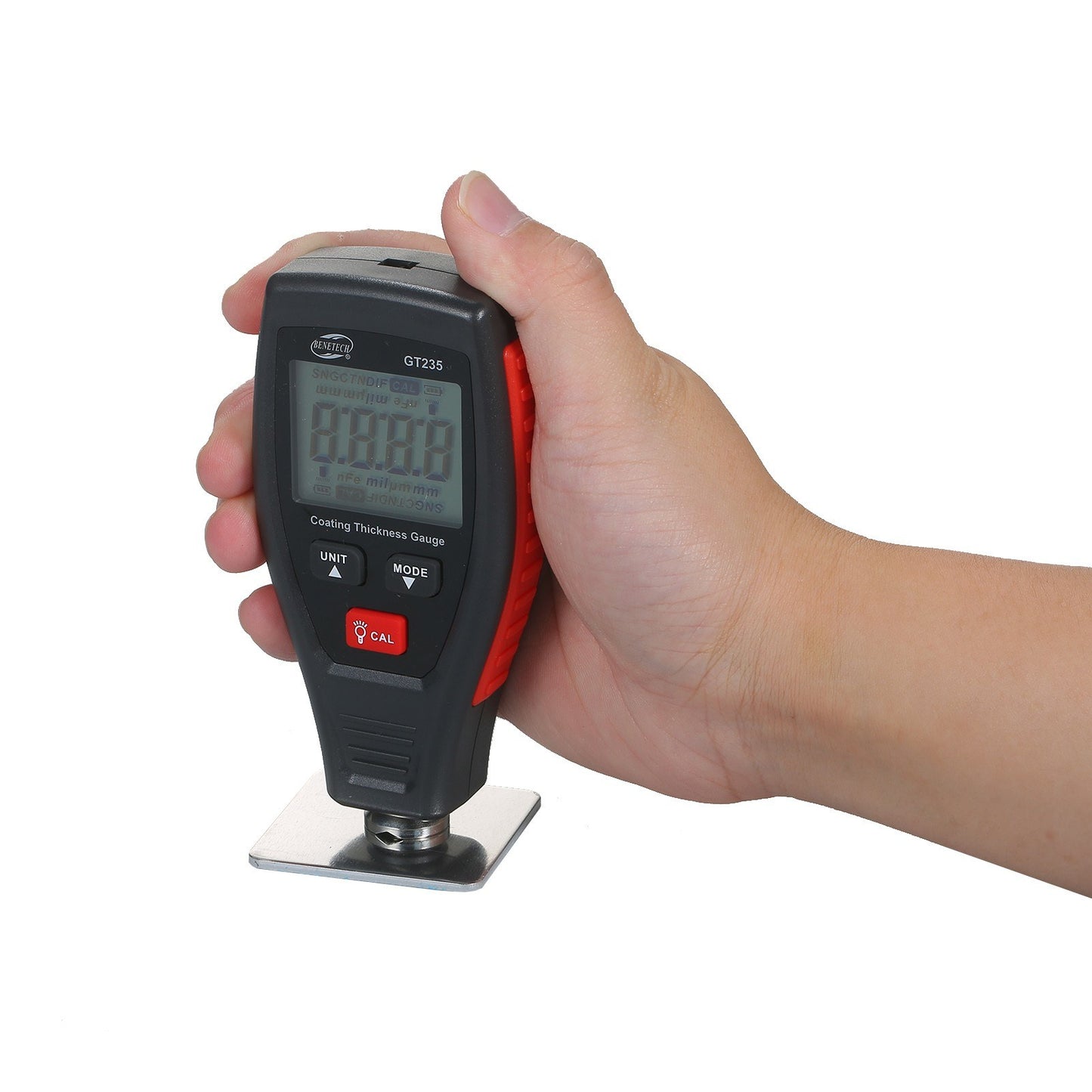 Uniqkart GT235 LCD Car Paint Coating Thickness Detector Handheld Coating Thickness Tester with Pouch Calibration Substrates Calibration Coating Film