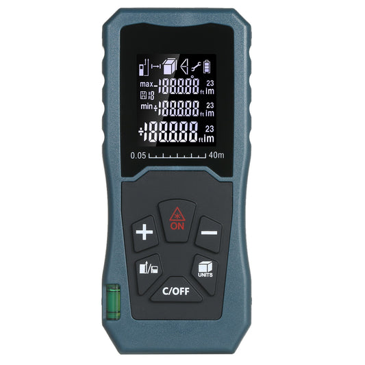 Laser Distance Meter Bubble Level Handheld 1.6-inch LCD Diastimeter Pythagorean Mode Measure Distance Area and Volume - 40m