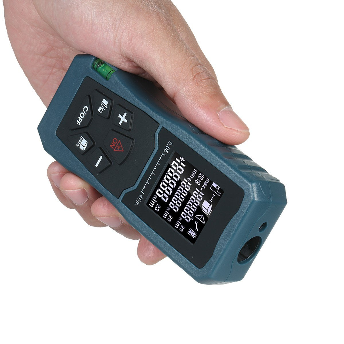 Laser Distance Meter Bubble Level Handheld 1.6-inch LCD Diastimeter Pythagorean Mode Measure Distance Area and Volume - 40m