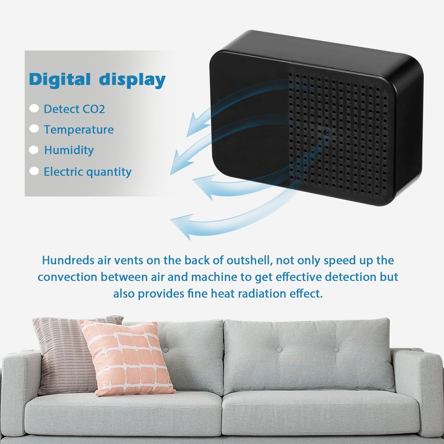 Household Air Quality Detector Portable Realtime Detection Multi-functional CO2 Tester with Temperature Humidity Display Function