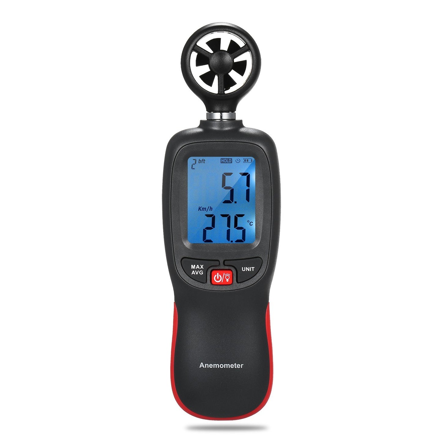 Digital Anemometer Handheld Wind Speed Meter Gauge Air Flow Velocity Measurement Thermometer with Max / Data Hold Mode