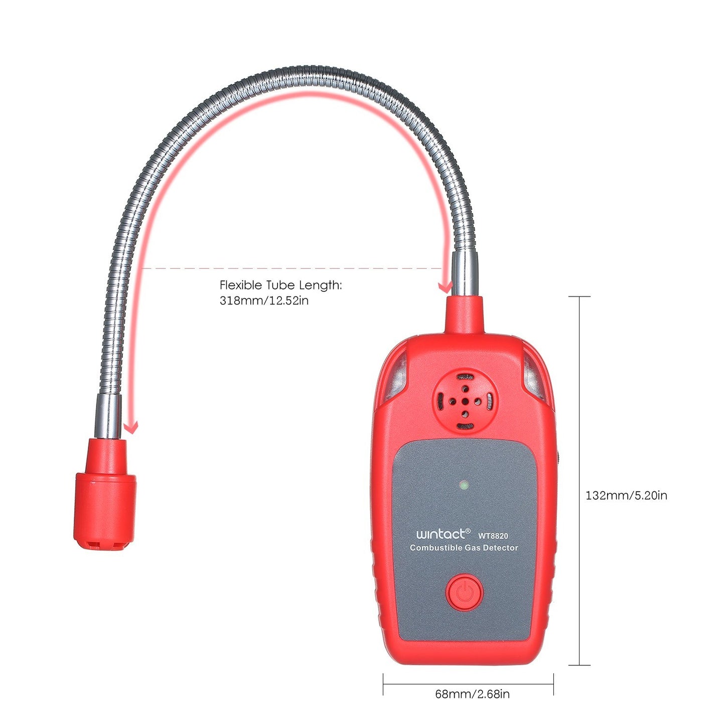 Uniqkart WT8820 Combustible Gas Leakage Detector Handheld Natural Gas Leak Test Instrument with 12-inch Gooseneck Sensor