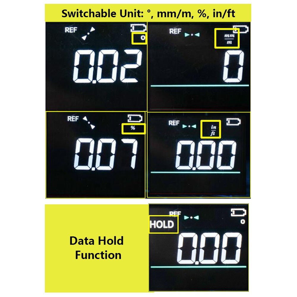 Digital Angle Finder Angle Protractor Inclinometer Bevel Box LCD Digital Angle Gauge with Magnet REF ABS Mode Auto-off