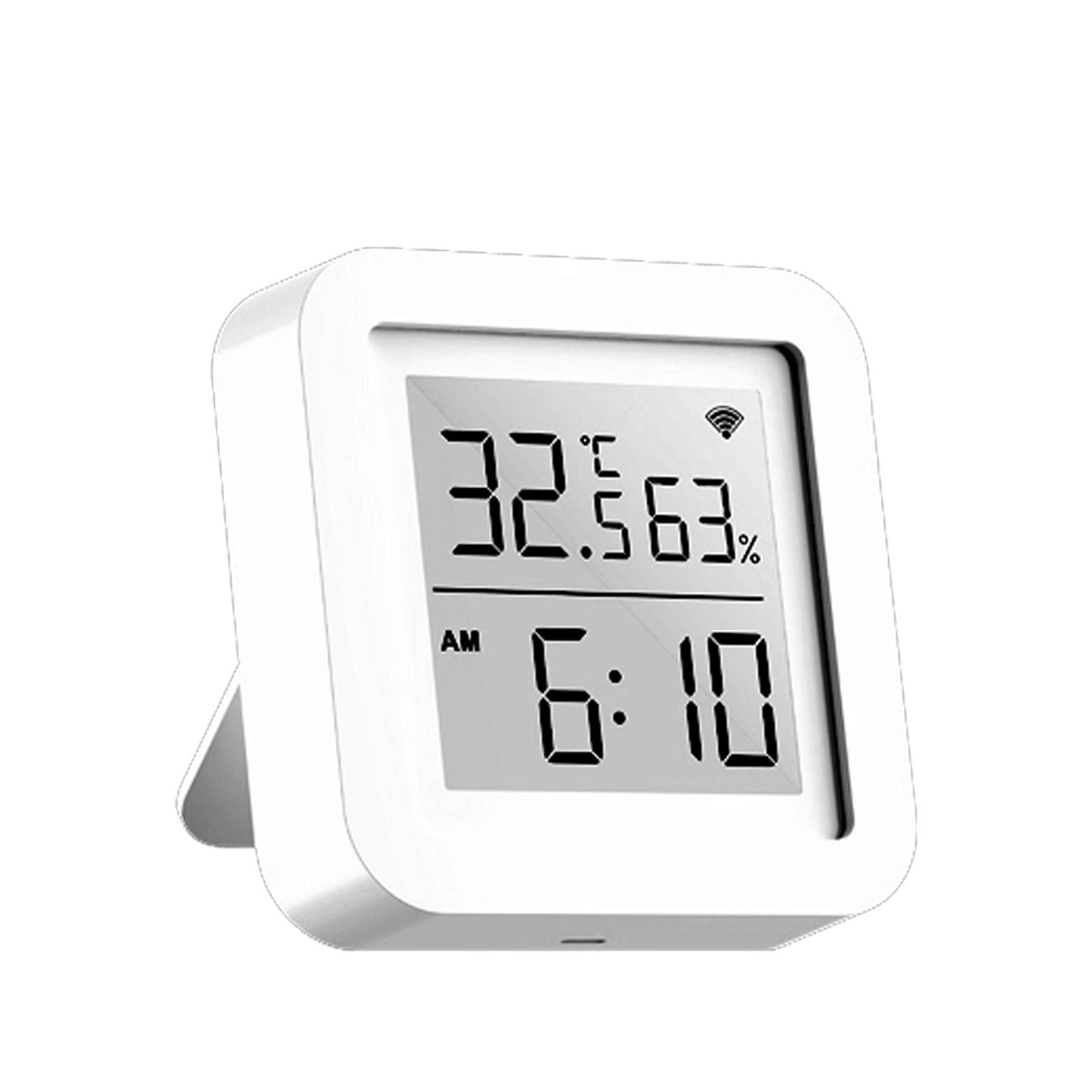 Tuya WiFi Digital Thermometer Hygrometer LCD Display Screen Fahrenheit / Celsius Switch Temperature Humidity Time Display Linkage Sensors Compatible with Alexa Google Home