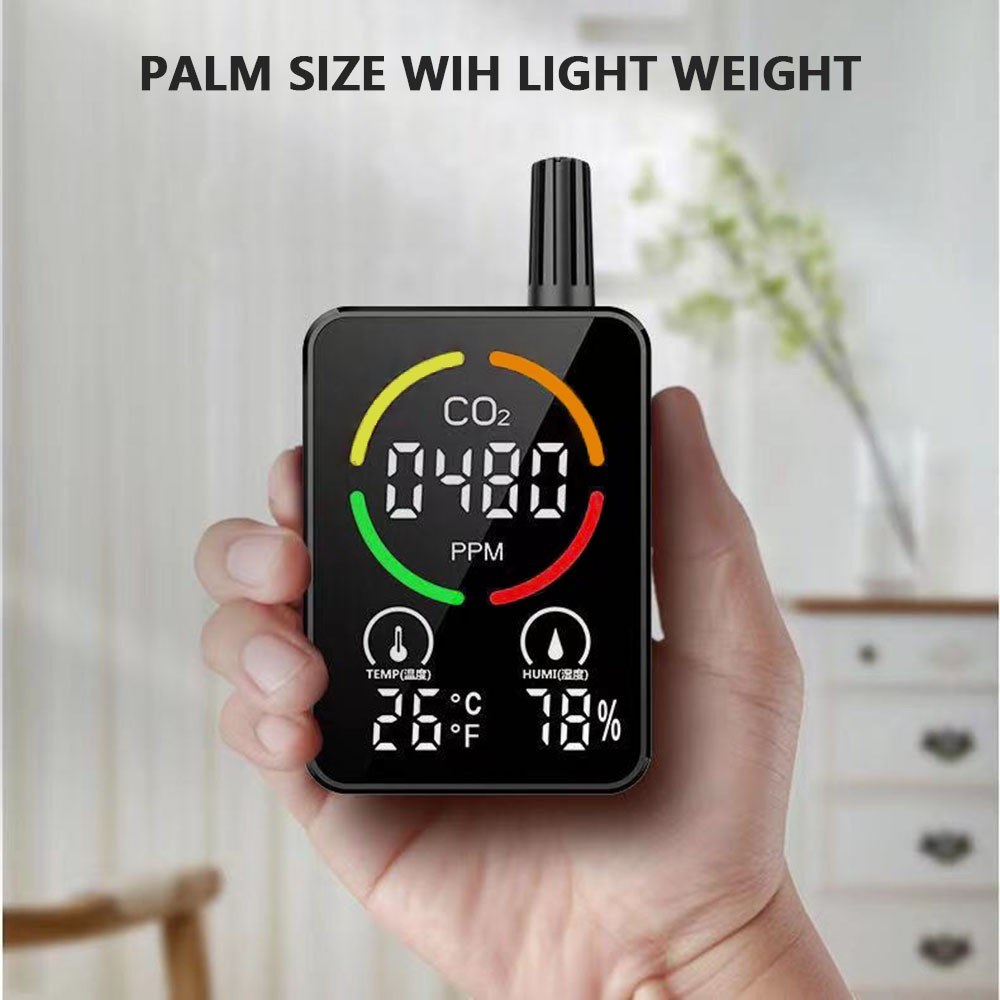 Indoor CO2 Monitor 3-in-1 Air Quality Monitor with CO2 / Temp / Humidity NDIR Sensor Carbon Dioxide Meter Alarm Detector