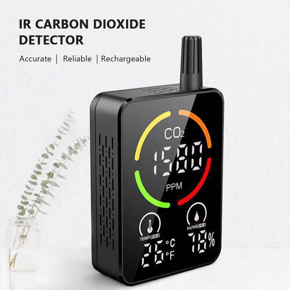 Indoor CO2 Monitor 3-in-1 Air Quality Monitor with CO2 / Temp / Humidity NDIR Sensor Carbon Dioxide Meter Alarm Detector