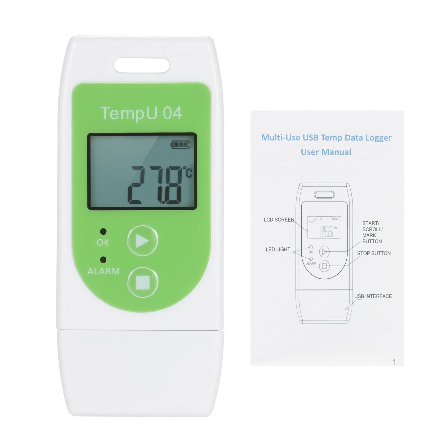 Temperature Data Logger 32000 Points USB Temperature Data Recorder PDF / CSV Data Report Export