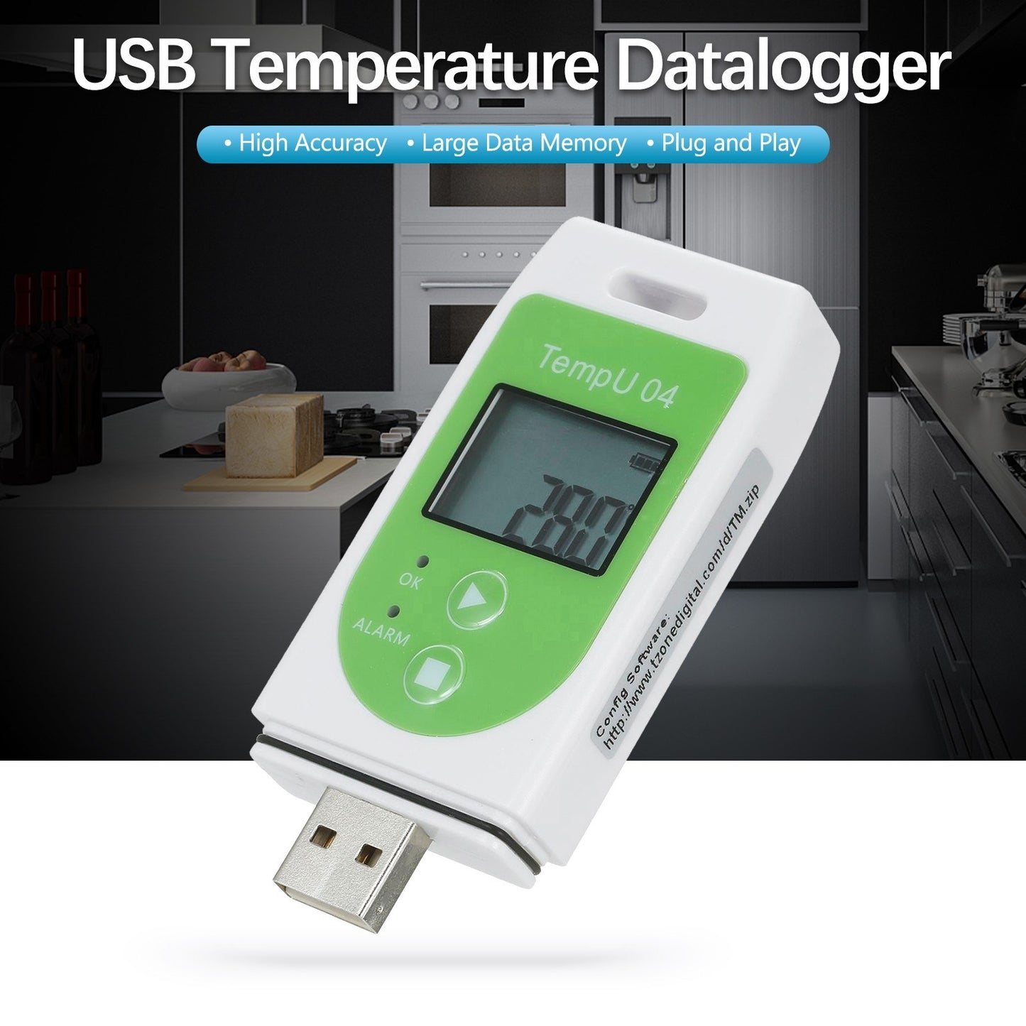 Temperature Data Logger 32000 Points USB Temperature Data Recorder PDF / CSV Data Report Export