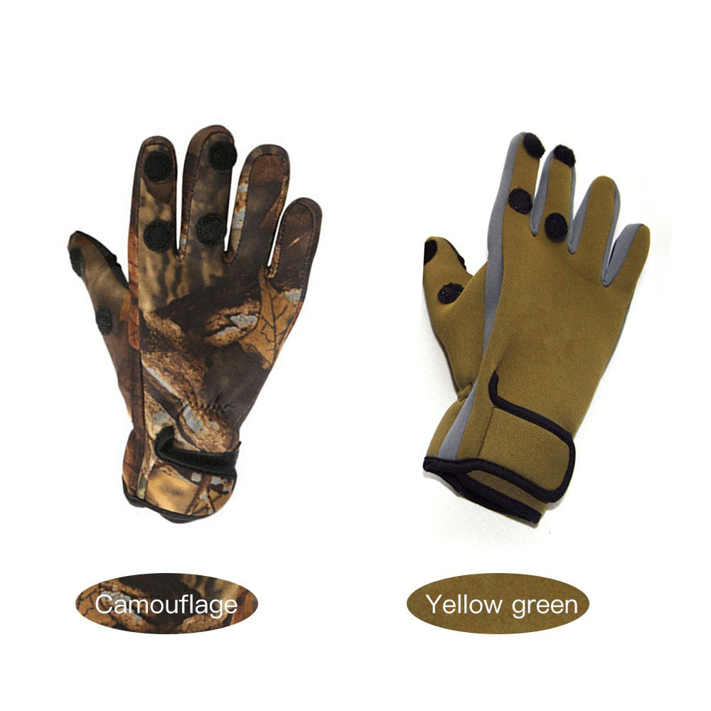 1Pair Fishing Gloves Camouflage Fishing Flip Finger Wear Resistant Gloves for Cycling Shooting Hunting Catch Fish Tool - Size: XL