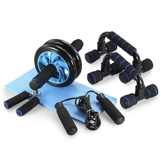 Uniqkart AB Wheel Roller Exercise Roller Wheel Kit Abs Workout Equipment with Thick Knee Pad for Home Gym Fitness - 5-in-1 / Blue