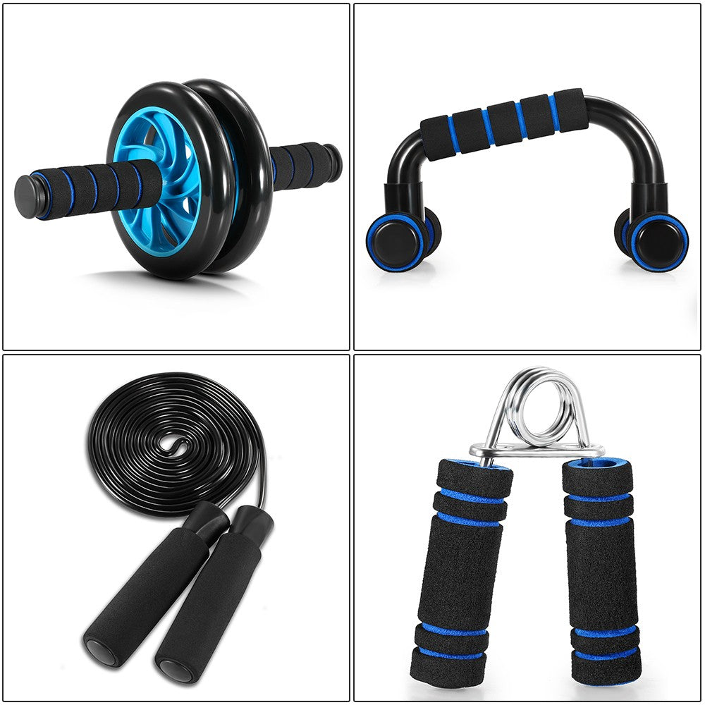 Uniqkart AB Wheel Roller Exercise Roller Wheel Kit Abs Workout Equipment with Thick Knee Pad for Home Gym Fitness - 5-in-1 / Blue