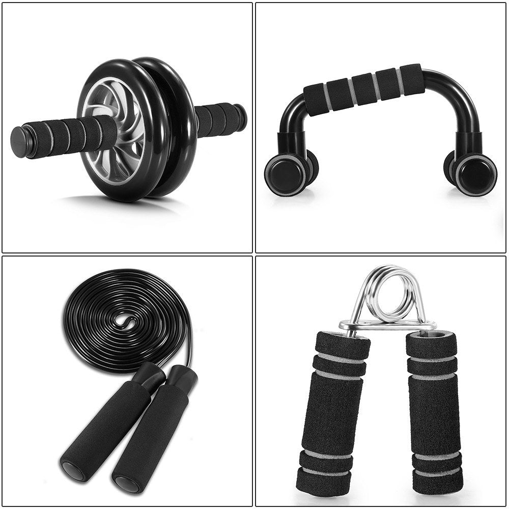 Uniqkart AB Wheel Roller Exercise Roller Wheel Kit Abs Workout Equipment with Thick Knee Pad for Home Gym Fitness - 6-in-1 / Grey