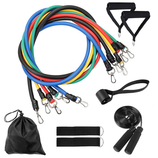 11Pcs Sports Resistance Bands Set Exercise Workout Bands Door Anchor Ankle Straps Skipping Rope for Physical Training, Weight Loss, Home Exercise