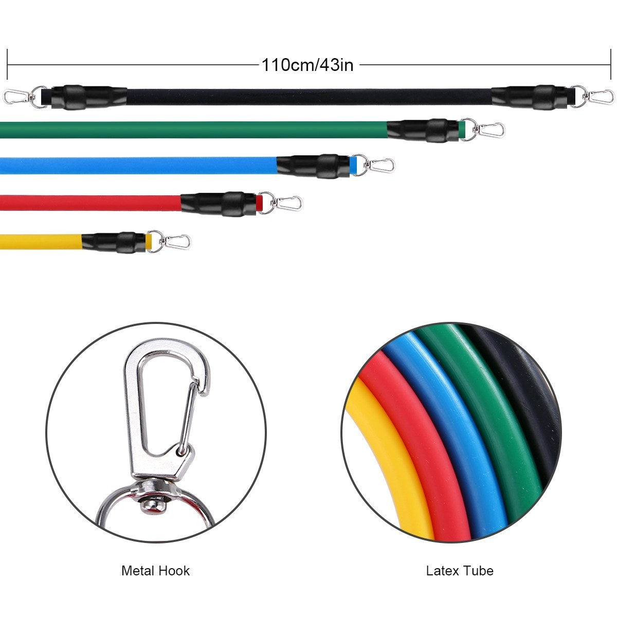 11Pcs Sports Resistance Bands Set Exercise Workout Bands Door Anchor Ankle Straps Skipping Rope for Physical Training, Weight Loss, Home Exercise