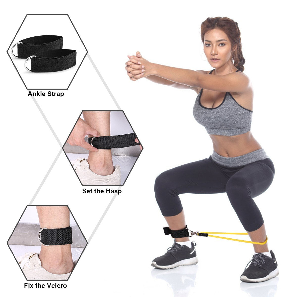 11Pcs Sports Resistance Bands Set Exercise Workout Bands Door Anchor Ankle Straps Skipping Rope for Physical Training, Weight Loss, Home Exercise