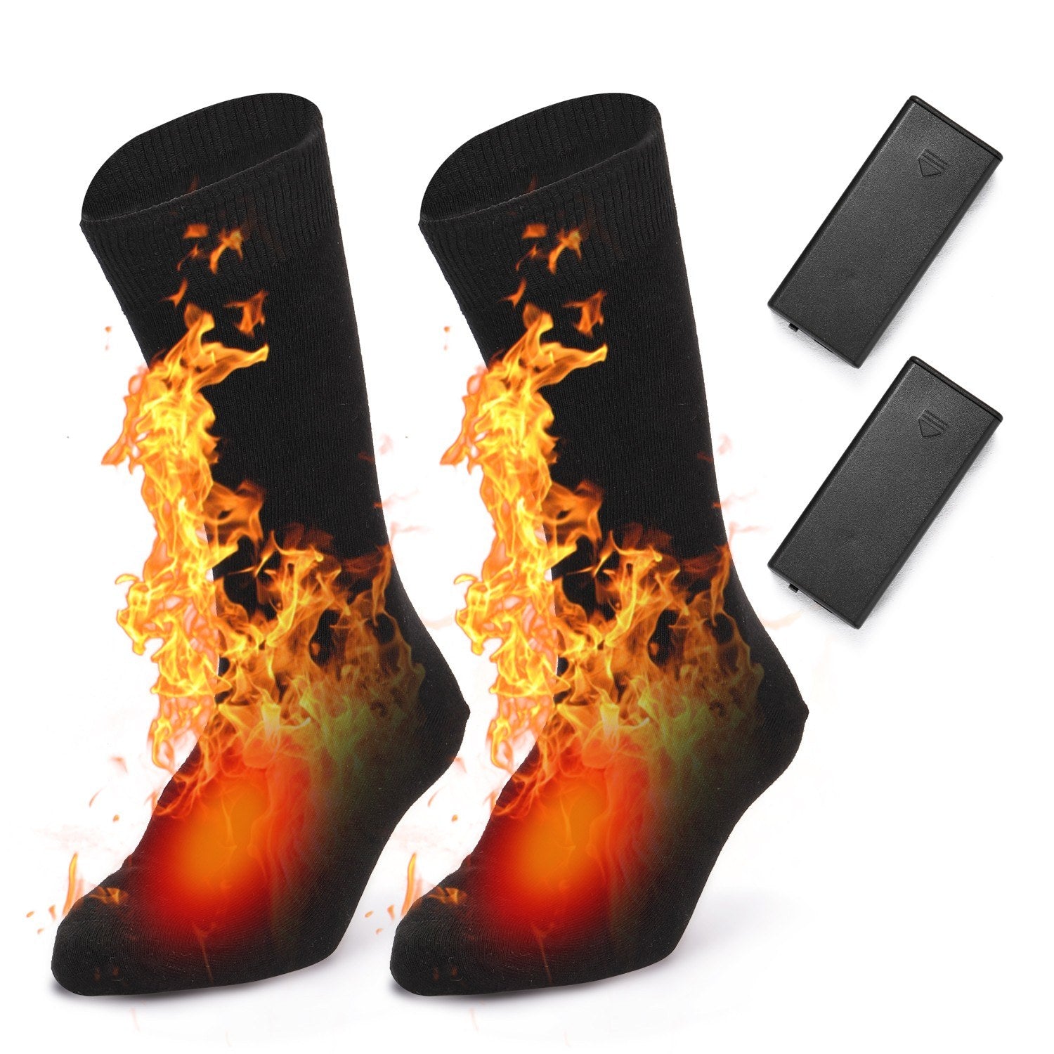 1Pair Heated Socks Battery Powered Cold Weather Thermal Heating Socks Electric Heated Foot Warmer for Hunting Skiing Campin - 2Pcs Batteries Required