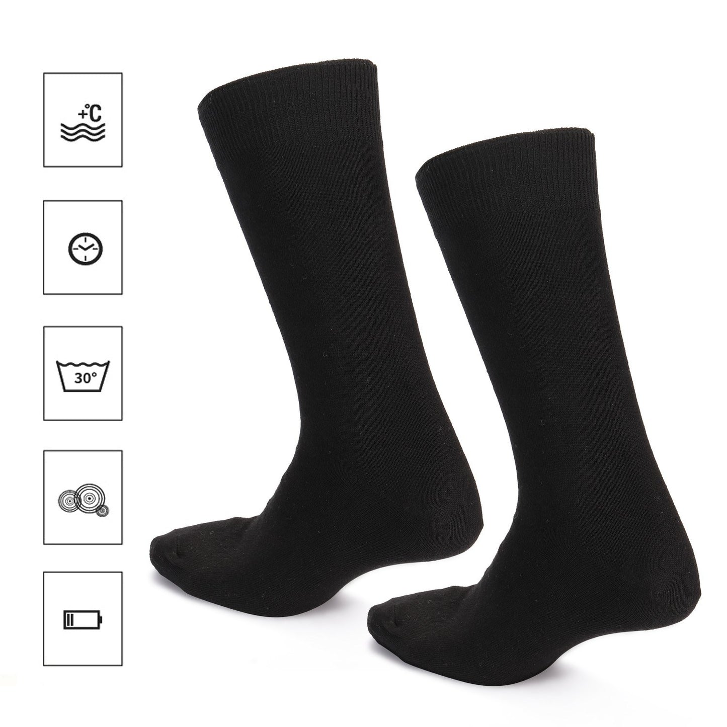 1Pair Heated Socks Battery Powered Cold Weather Thermal Heating Socks Electric Heated Foot Warmer for Hunting Skiing Campin - 2Pcs Batteries Required