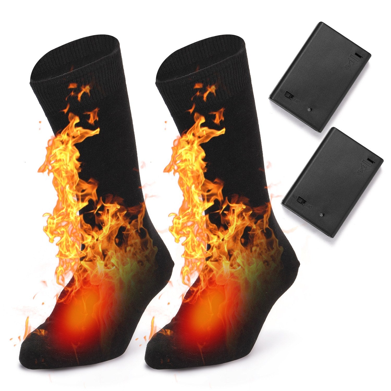 1Pair Heated Socks Battery Powered Cold Weather Thermal Heating Socks Electric Heated Foot Warmer for Hunting Skiing Campin - 3Pcs Batteries Required