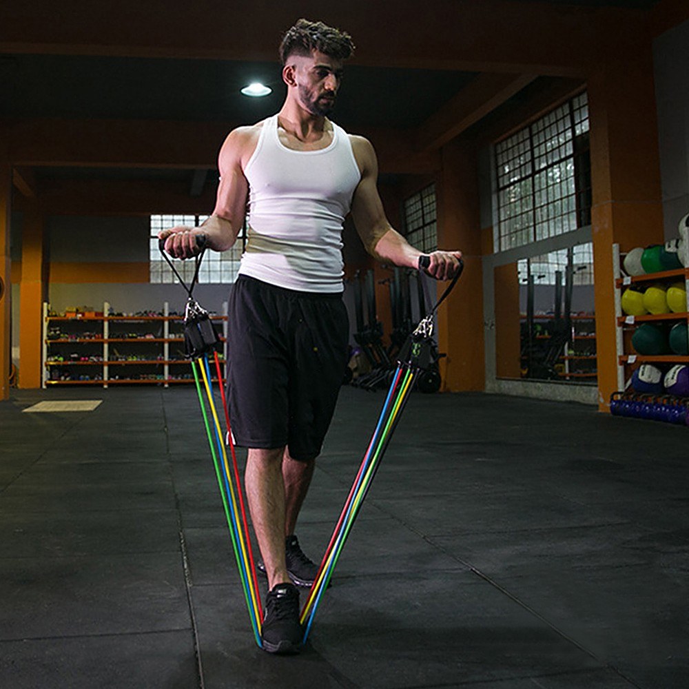 14Pcs Resistance Bands Set Exercise Tube Bands Jump Rope Resistance Loop Bands Legs Ankle Straps for Physical Therapy, Home Workouts
