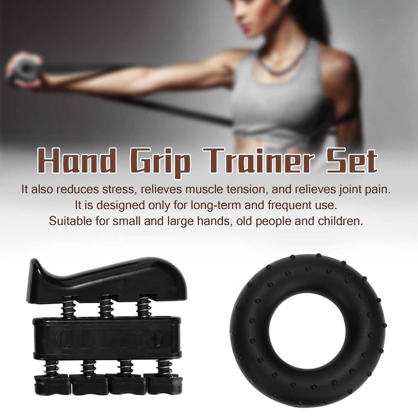 5Pcs Grip Strength Trainer Set Hand Grip Strengthener Finger Stretcher Grip Ring Stress Relief Ball